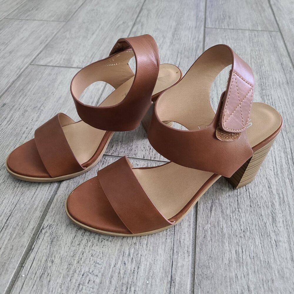 Soda womens wait heels open toe dress sandal cognac brown size 6 - Picture 4 of 10